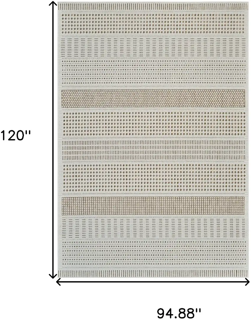 Beige and Brown Geometric Distressed Indoor Outdoor Area Rug Photo 3