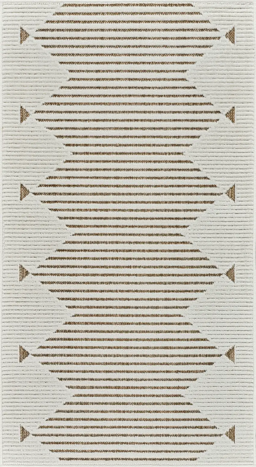 Beige and Brown Geometric Distressed Indoor Outdoor Area Rug Photo 2