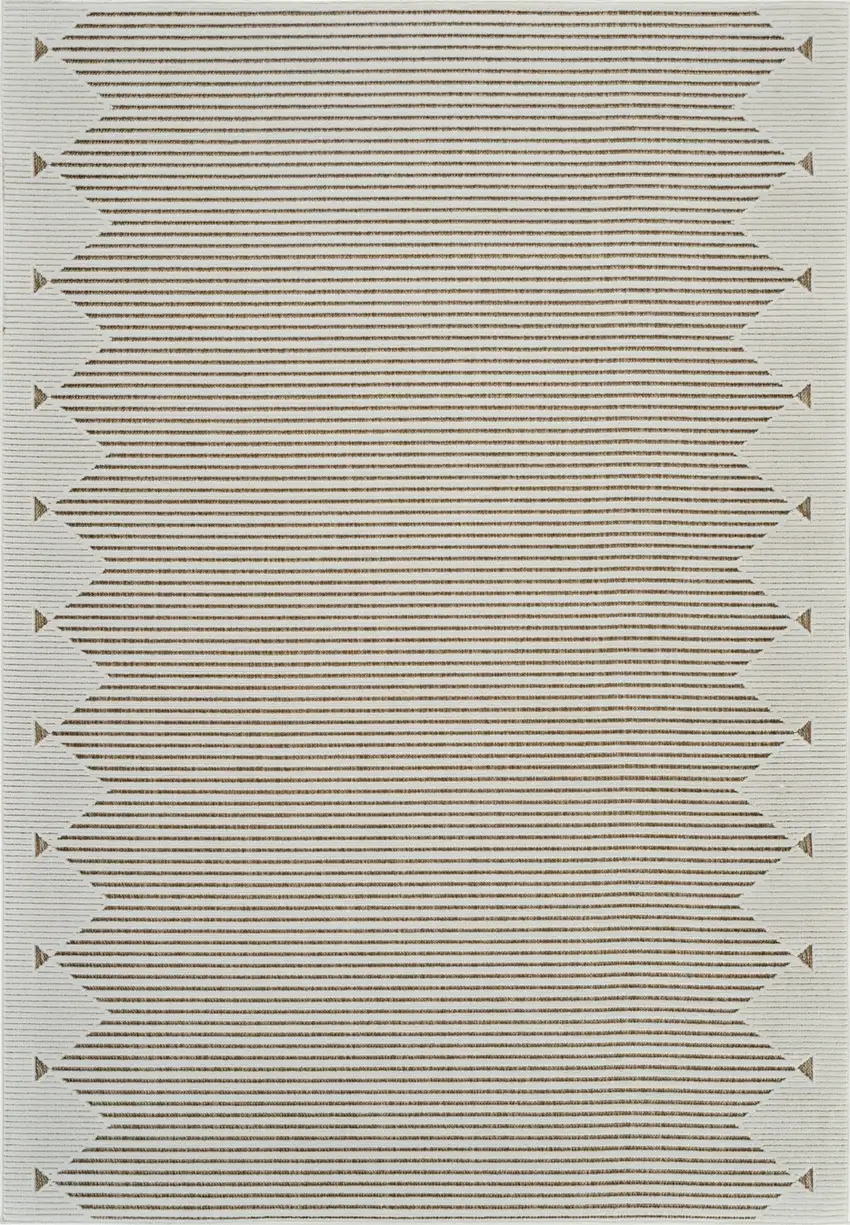 Beige And Brown Geometric Distressed Indoor Outdoor Area Rug Photo 2