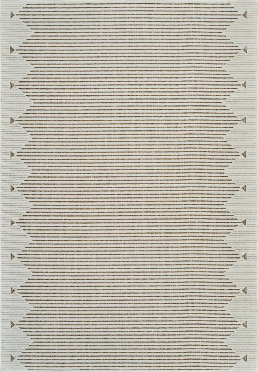 Beige and Brown Geometric Distressed Indoor Outdoor Area Rug Photo 2