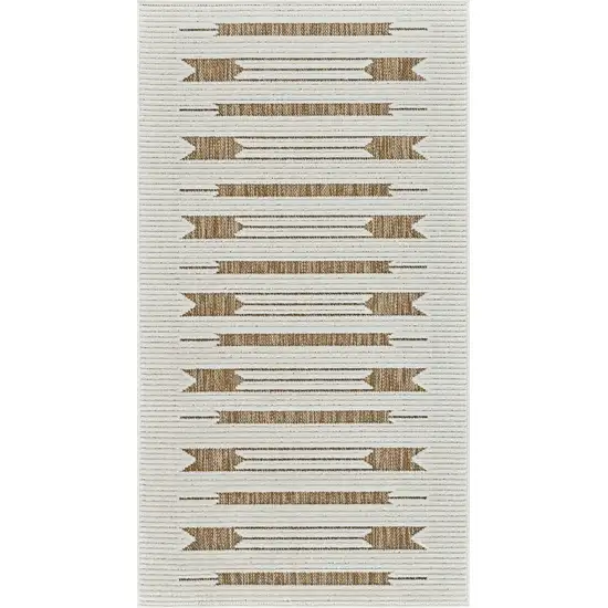 Beige And Brown Geometric Distressed Indoor Outdoor Area Rug Photo 5