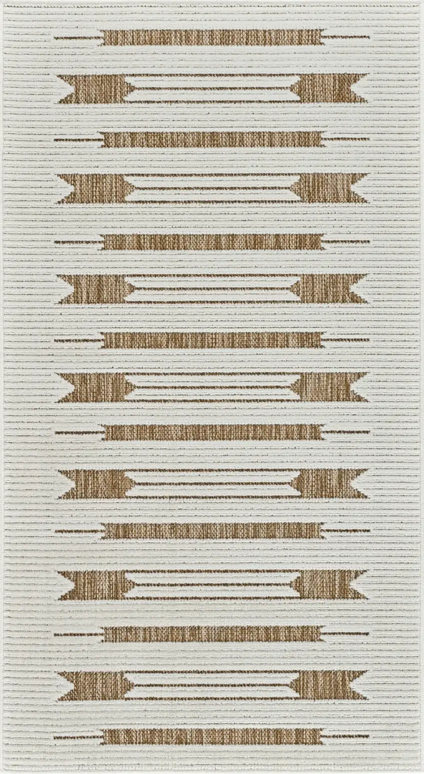 Beige And Brown Geometric Distressed Indoor Outdoor Area Rug Photo 5