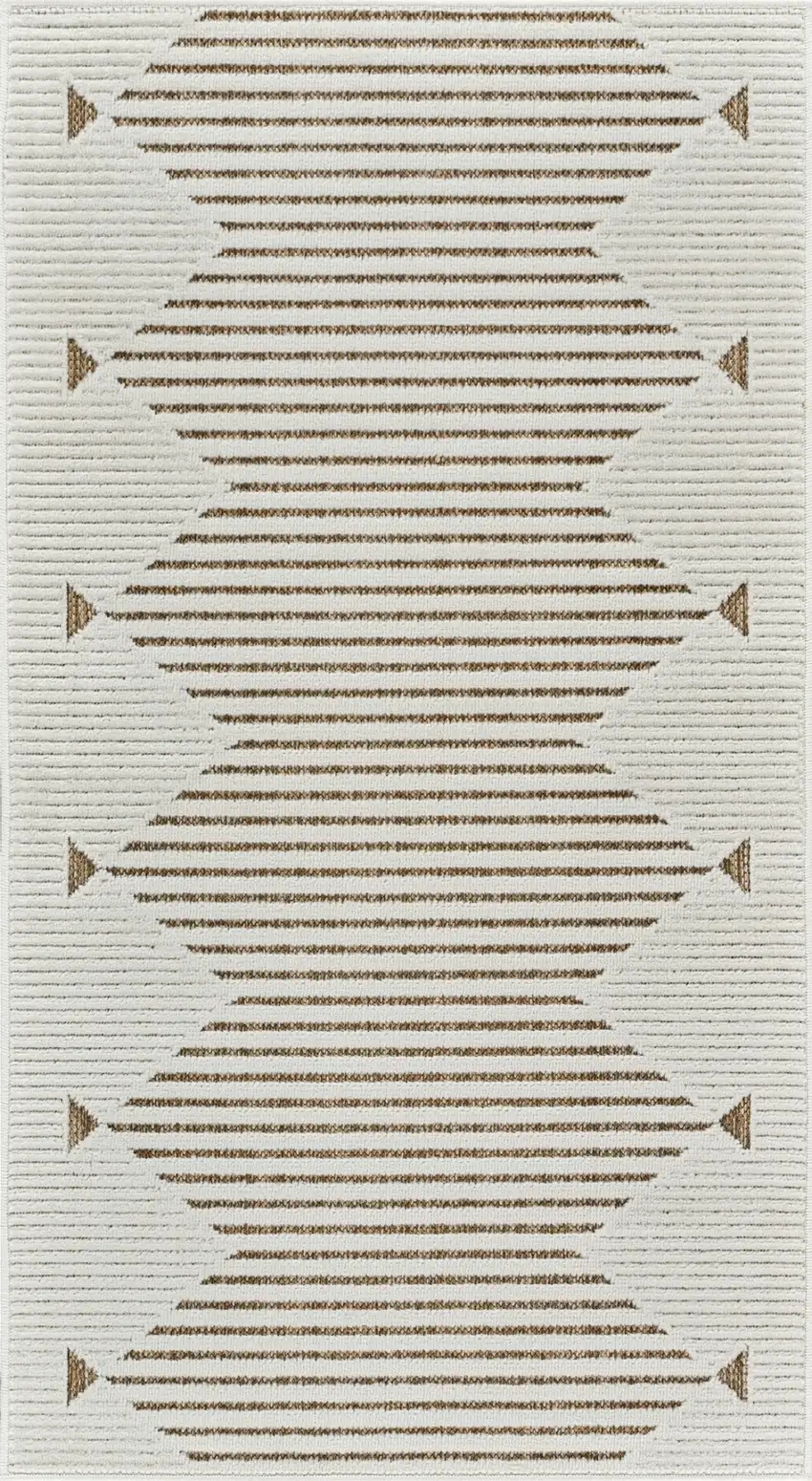 Beige and Brown Geometric Distressed Indoor Outdoor Area Rug Photo 2