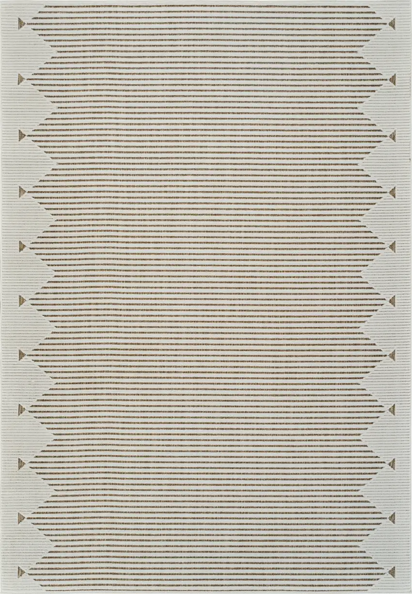 Beige and Brown Geometric Distressed Indoor Outdoor Area Rug Photo 2
