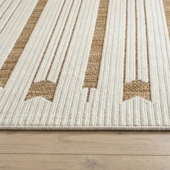 Beige And Brown Geometric Distressed Indoor Outdoor Area Rug Photo 2