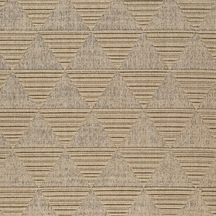 Beige and Brown Geometric Distressed Indoor Outdoor Area Rug Photo 4