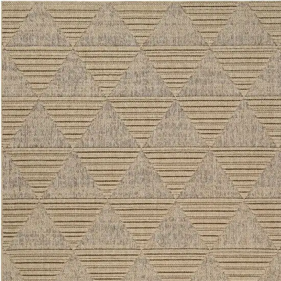 Beige and Brown Geometric Distressed Indoor Outdoor Area Rug Photo 3