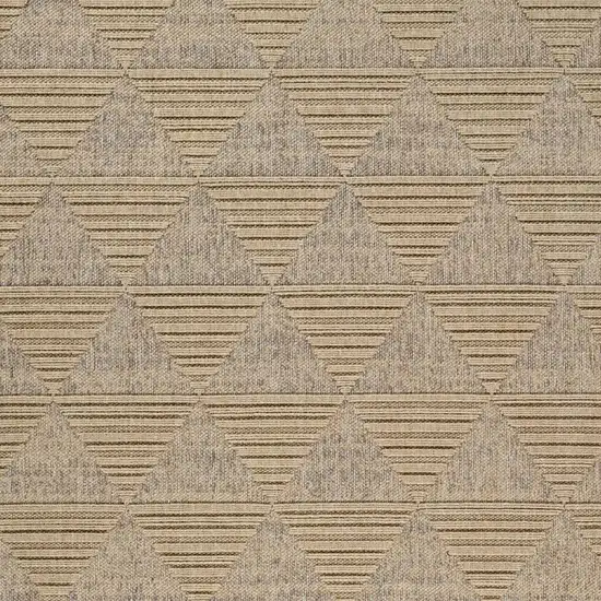 Beige and Brown Geometric Distressed Indoor Outdoor Area Rug Photo 2