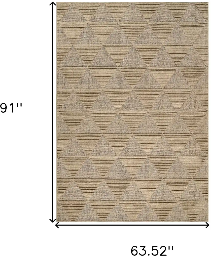 Beige and Brown Geometric Distressed Indoor Outdoor Area Rug Photo 3