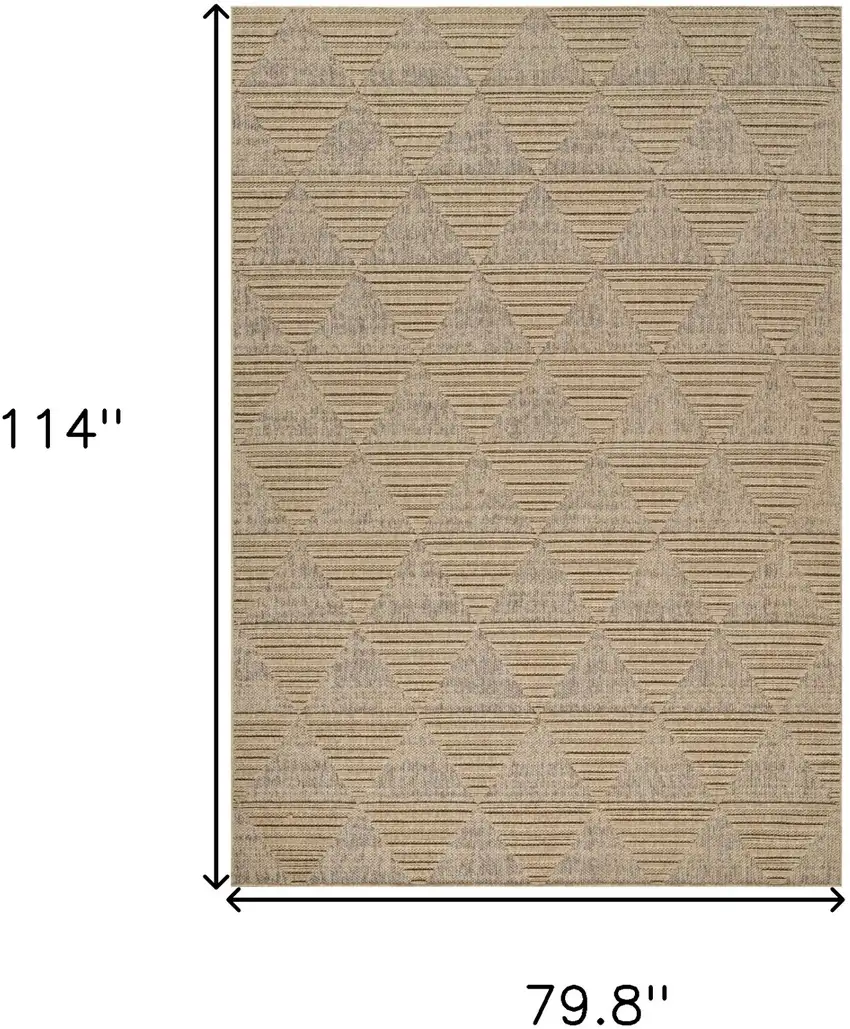 Beige and Brown Geometric Distressed Indoor Outdoor Area Rug Photo 3