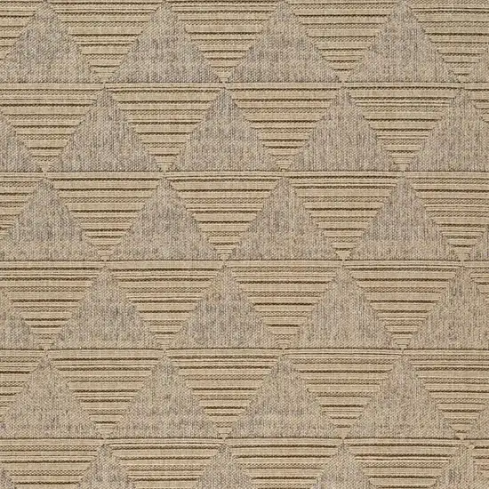Beige and Brown Geometric Distressed Indoor Outdoor Area Rug Photo 2