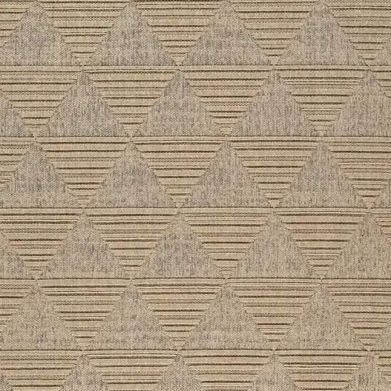Beige and Brown Geometric Distressed Indoor Outdoor Area Rug Photo 1