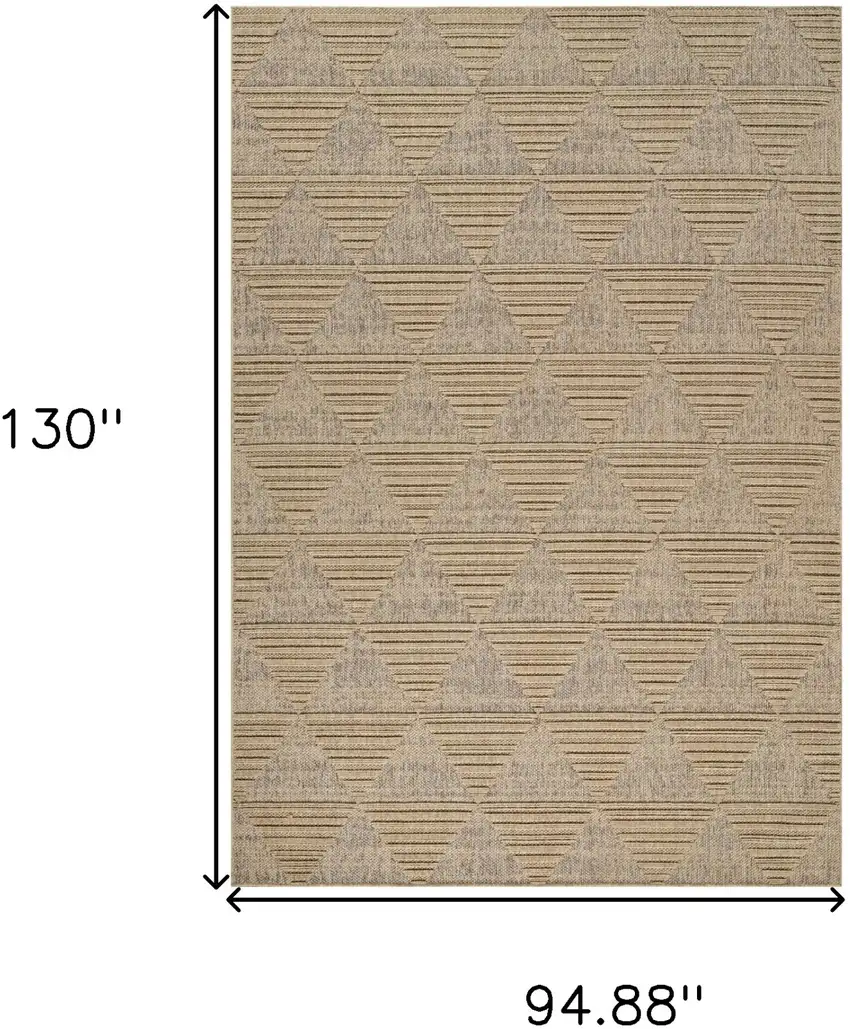 Beige and Brown Geometric Distressed Indoor Outdoor Area Rug Photo 3