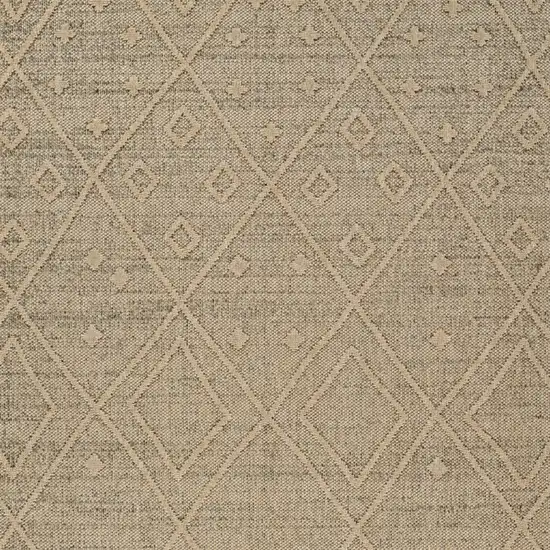 Beige and Brown Geometric Distressed Indoor Outdoor Area Rug Photo 4
