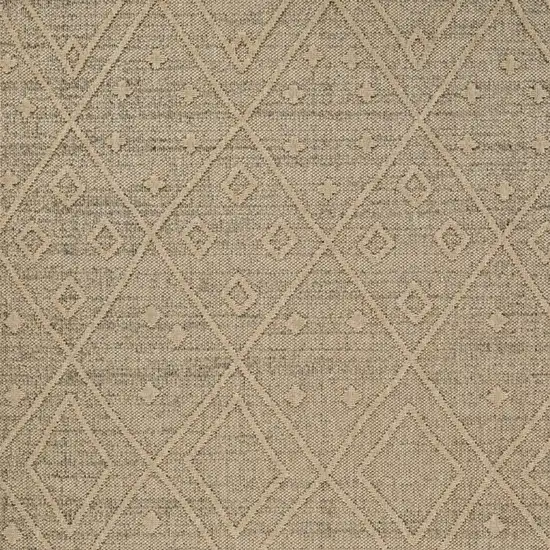 Beige and Brown Geometric Distressed Indoor Outdoor Area Rug Photo 5