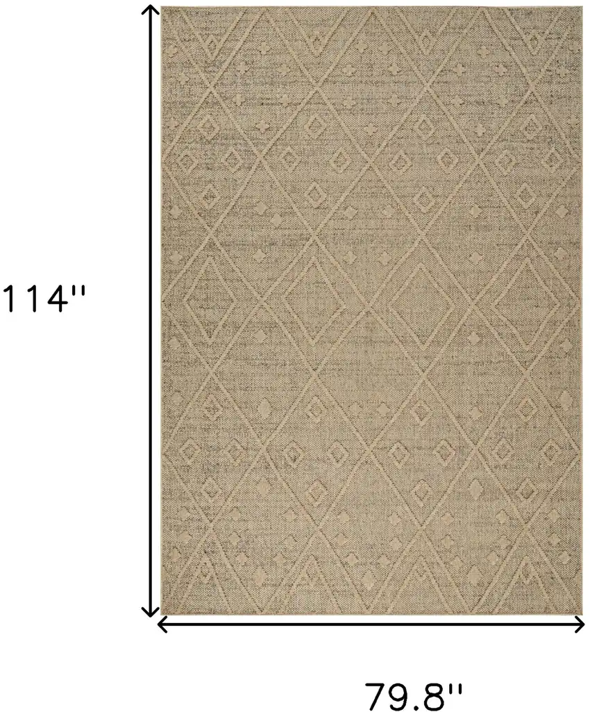 Beige and Brown Geometric Distressed Indoor Outdoor Area Rug Photo 3