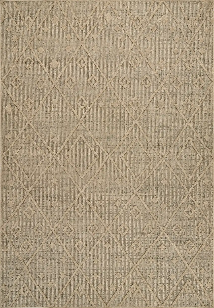 Beige and Brown Geometric Distressed Indoor Outdoor Area Rug Photo 4