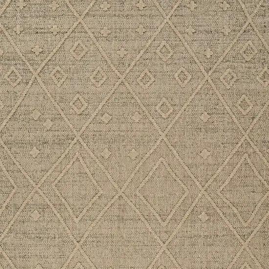 Beige and Brown Geometric Distressed Indoor Outdoor Area Rug Photo 5