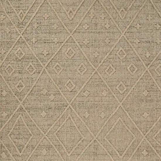 Beige and Brown Geometric Distressed Indoor Outdoor Area Rug Photo 6