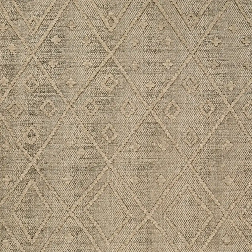 Beige and Brown Geometric Distressed Indoor Outdoor Area Rug Photo 6