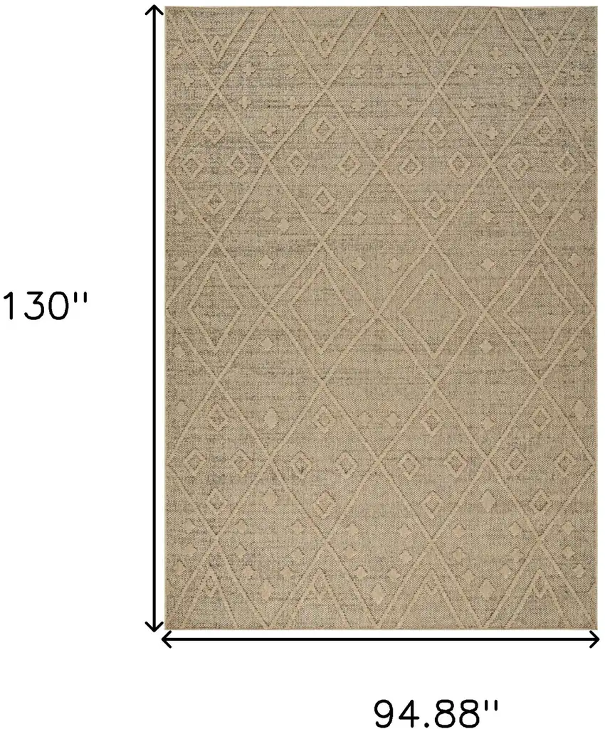 Beige and Brown Geometric Distressed Indoor Outdoor Area Rug Photo 3