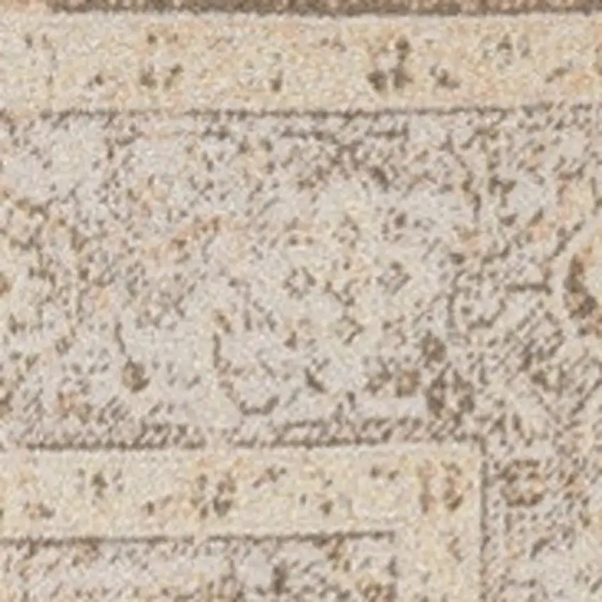 Beige and Brown Geometric Power Loom Distressed Area Rug Photo 8