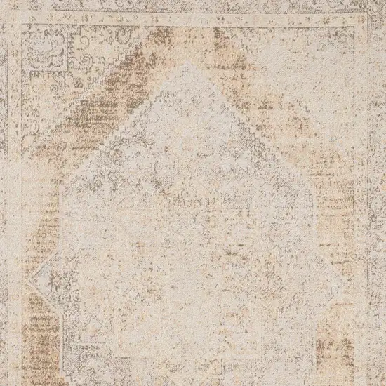 Beige and Brown Geometric Power Loom Distressed Area Rug Photo 3