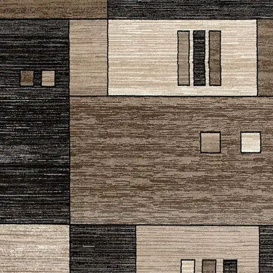 10' Beige Abstract Power Loom Runner Rug Photo 4