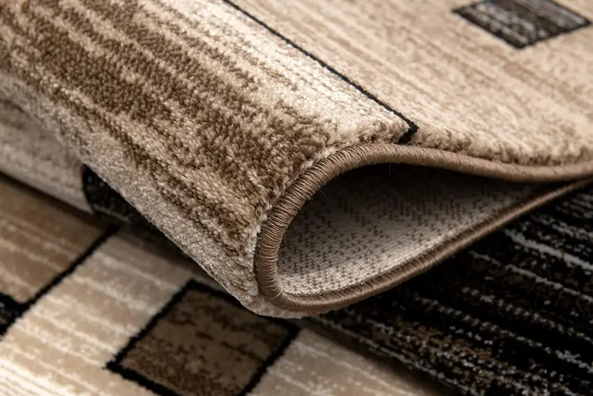 Beige and Brown Geometric Runner Rug Photo 7