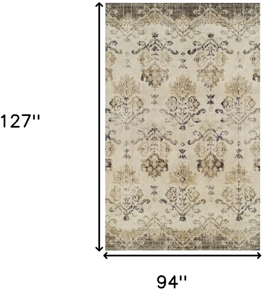 Beige and Brown Oriental Area Rug Photo 9