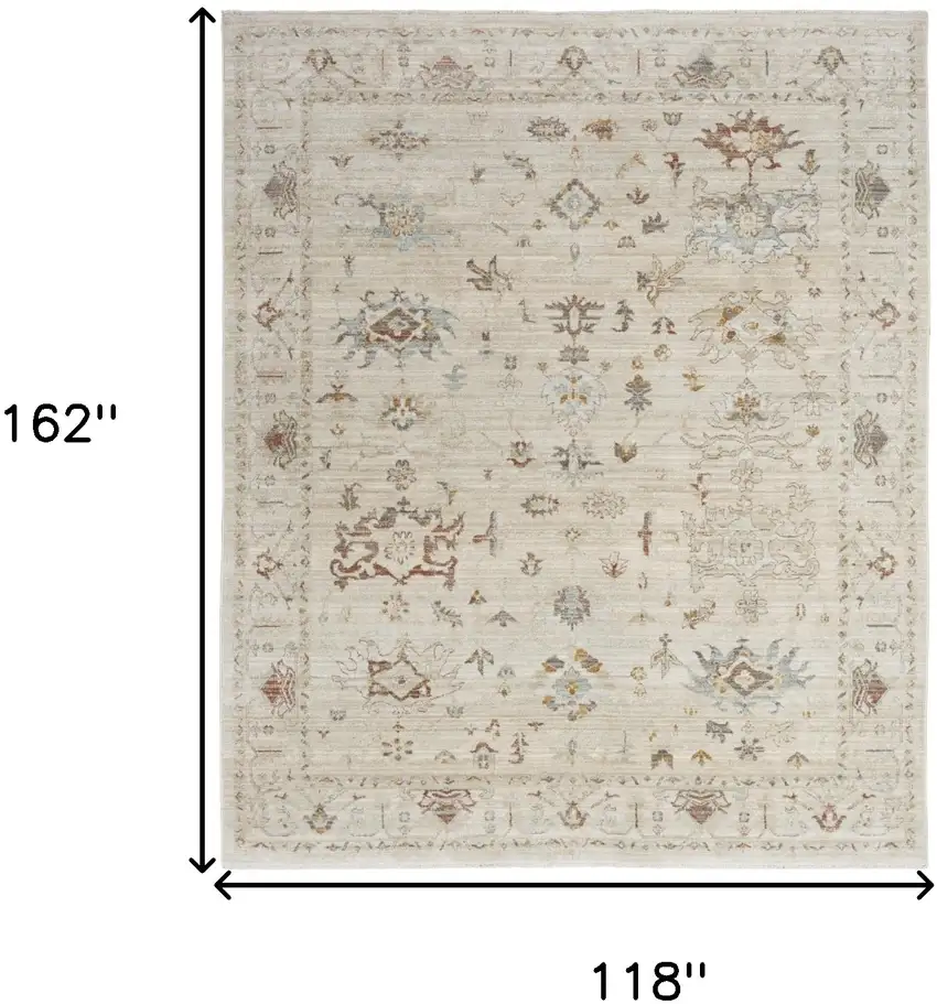 Beige and Brown Oriental Power Loom Distressed Area Rug With Fringe Photo 10