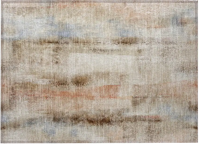 Beige and Brown Washable Non Skid Indoor Outdoor Area Rug Photo 4