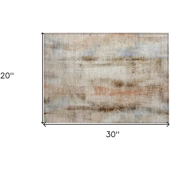 Beige and Brown Washable Non Skid Indoor Outdoor Area Rug Photo 3