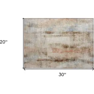 Photo of Beige and Brown Washable Non Skid Indoor Outdoor Area Rug