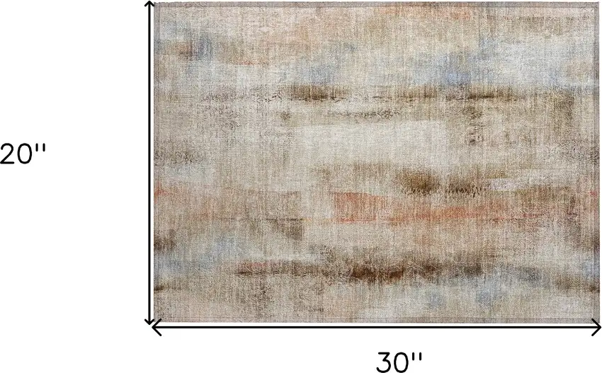 Beige and Brown Washable Non Skid Indoor Outdoor Area Rug Photo 3