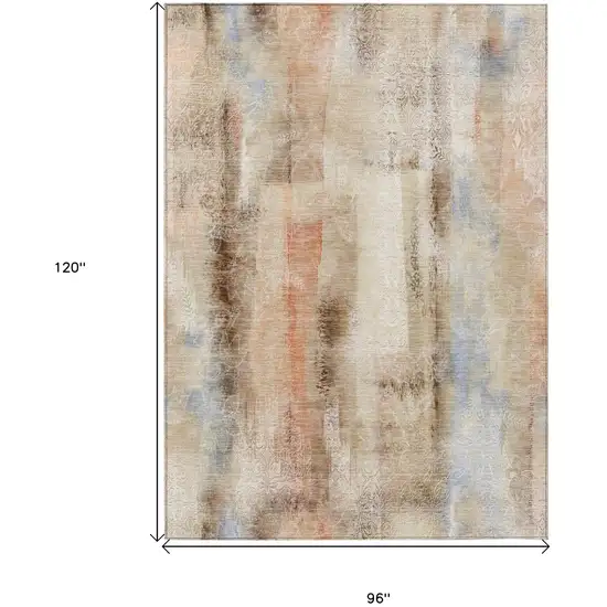 Beige and Brown Washable Non Skid Indoor Outdoor Area Rug Photo 3