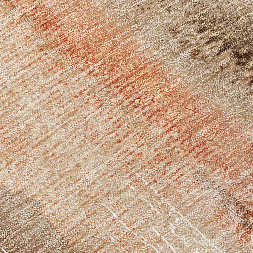 Beige and Brown Washable Non Skid Indoor Outdoor Area Rug Photo 6