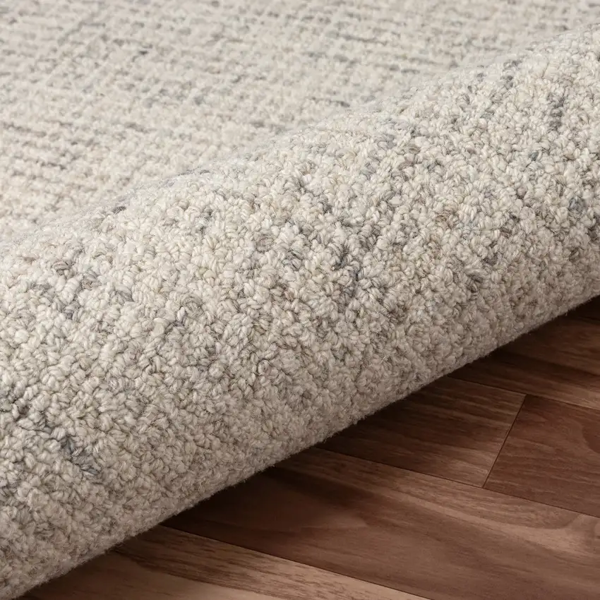 8' Beige And Brown Wool Abstract Hand Tufted Runner Rug Photo 9