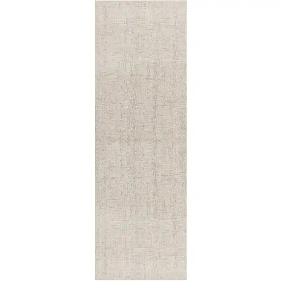 8' Beige And Brown Wool Abstract Hand Tufted Runner Rug Photo 1