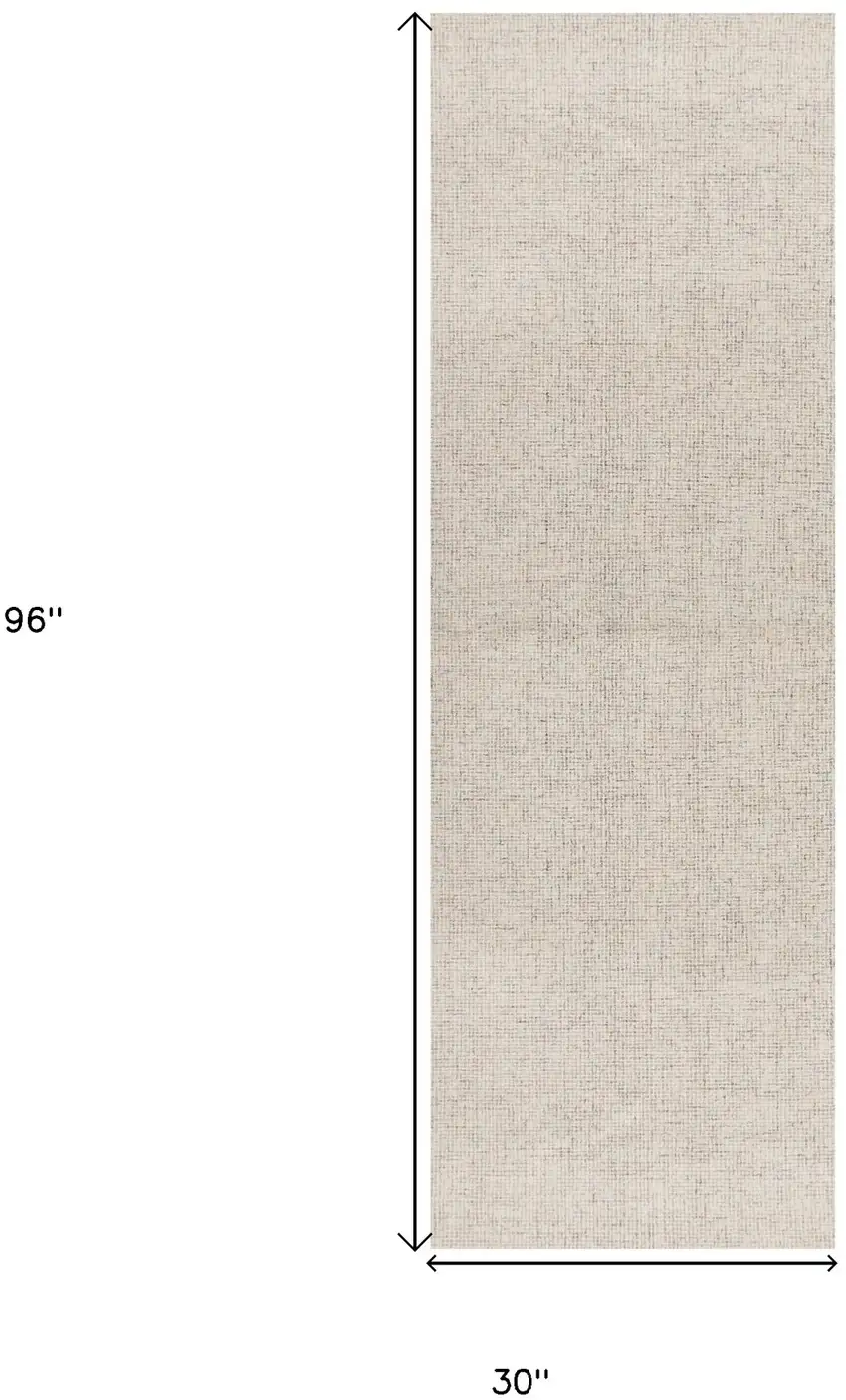 Beige and Brown Wool Abstract Hand Tufted Runner Rug Photo 3