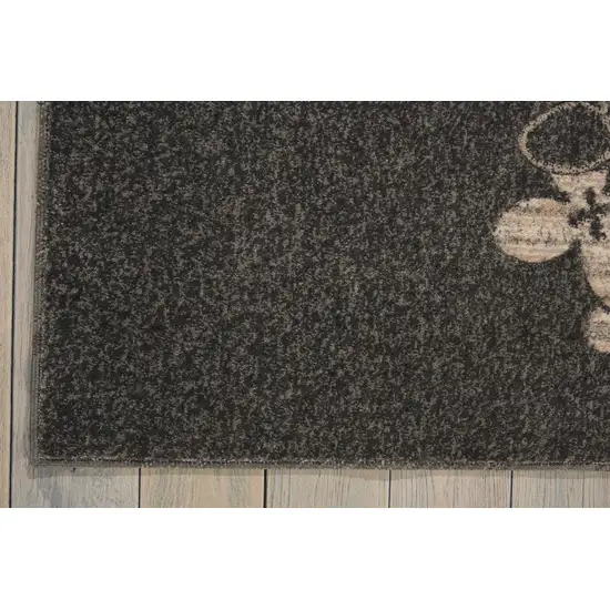 Beige and Charcoal Floral Non Skid Area Rug Photo 8