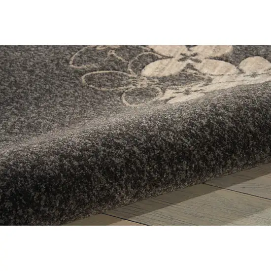 Beige and Charcoal Floral Non Skid Area Rug Photo 9