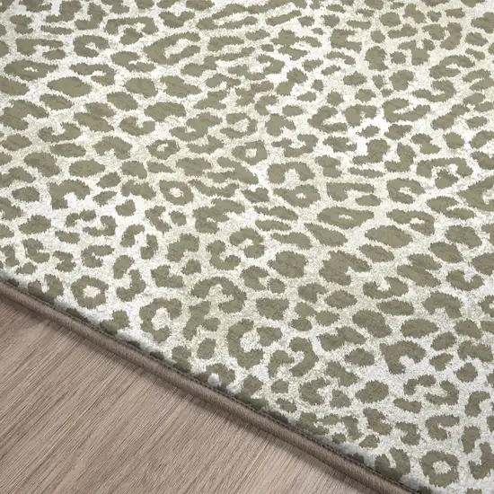 Beige and Cream Leopard  Print Shag Handmade Non Skid Area Rug Photo 4