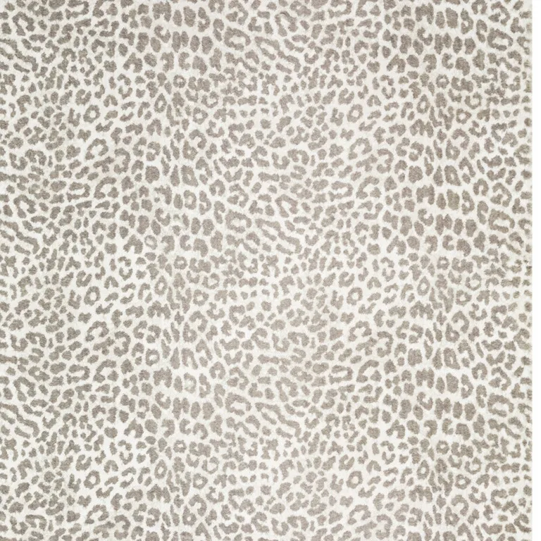Beige and Cream Leopard  Print Shag Handmade Non Skid Area Rug Photo 4