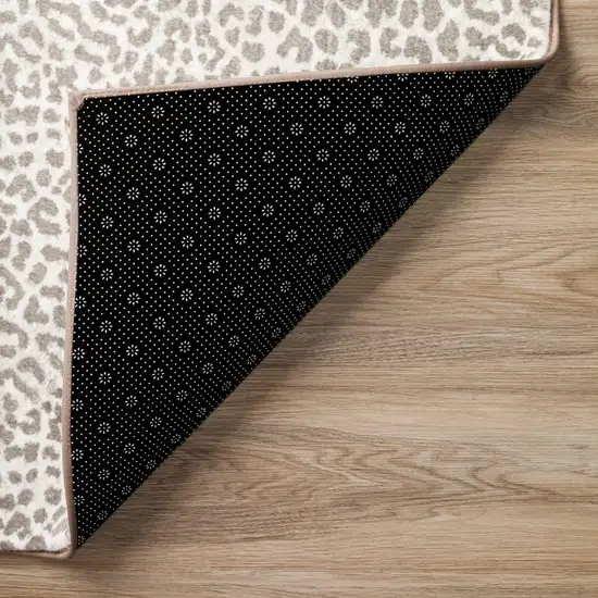 Beige and Cream Leopard  Print Shag Handmade Non Skid Area Rug Photo 3