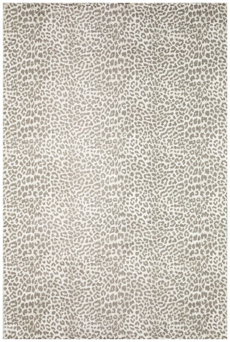 Beige and Cream Leopard  Print Shag Handmade Non Skid Area Rug Photo 4