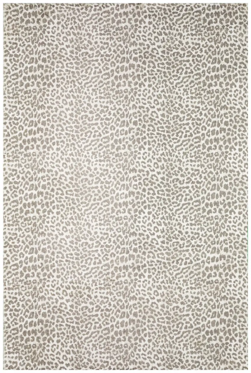 Beige and Cream Leopard  Print Shag Handmade Non Skid Area Rug Photo 4