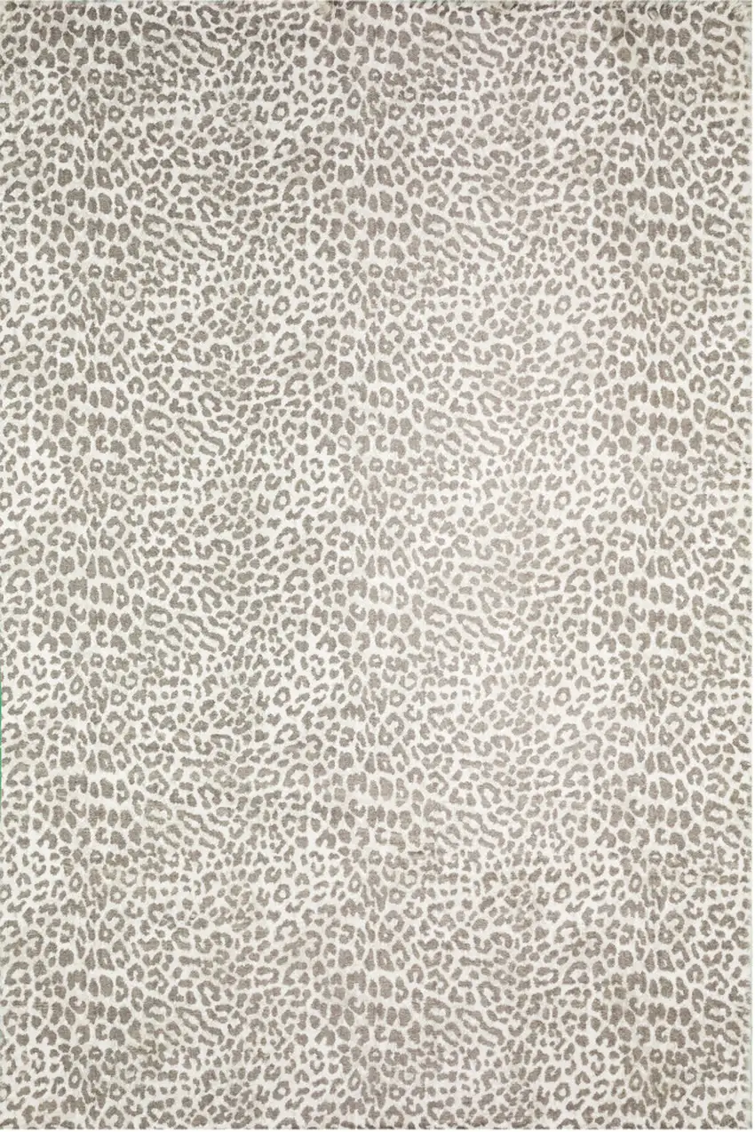 Beige and Cream Leopard  Print Shag Handmade Non Skid Area Rug Photo 5