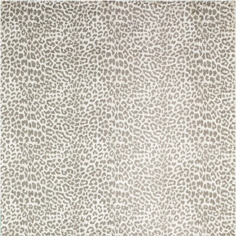 Beige and Cream Leopard  Print Shag Handmade Non Skid Area Rug Photo 4