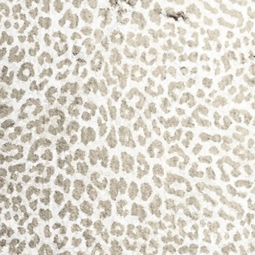 2' X 8' Beige and Cream Leopard Print Shag Handmade Non Skid Runner Rug Photo 3